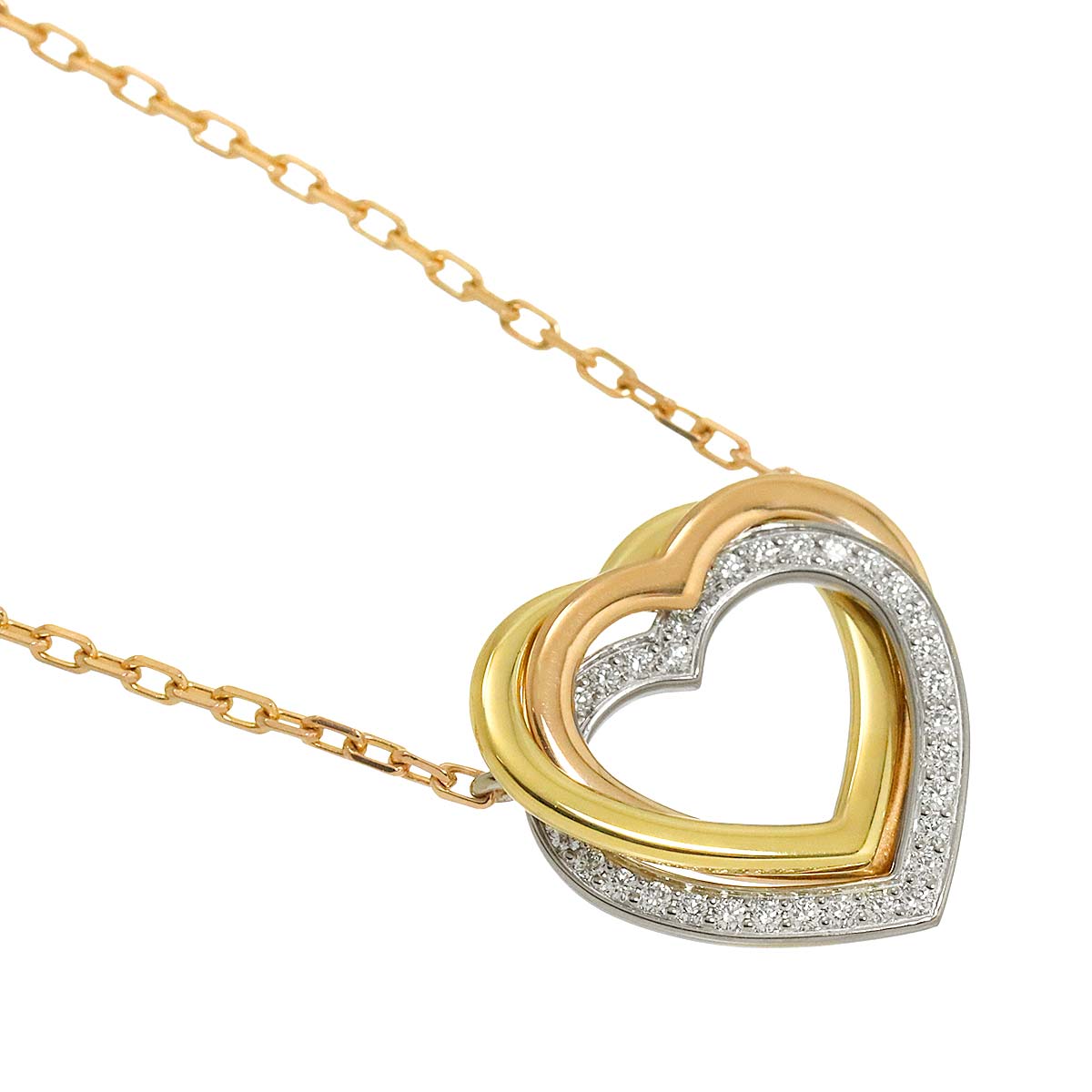 Trinity Diamond Heart Necklace 18K YG WG PG 750