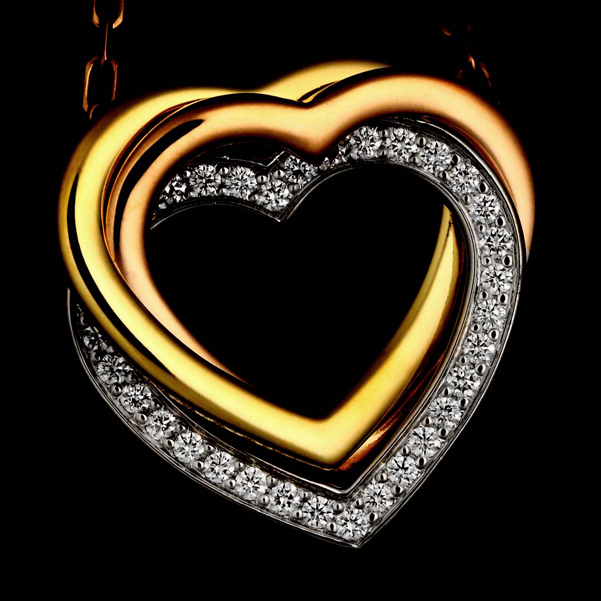Trinity Diamond Heart Necklace 18K YG WG PG 750