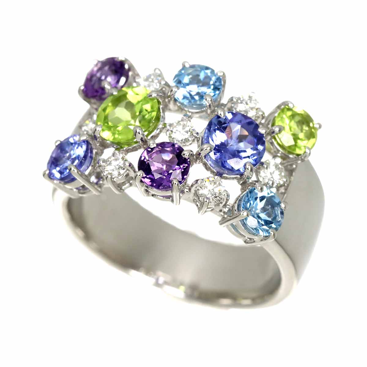 Multi Stone Diamond 0.29ct Ring 18K WG 750 Size6.75(US)