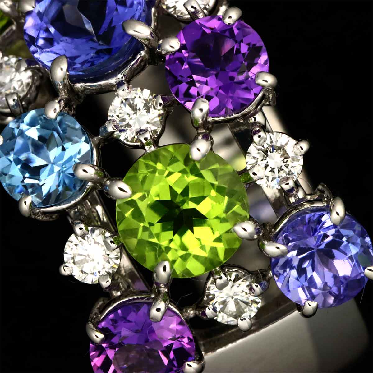 Multi Stone Diamond 0.29ct Ring 18K WG 750 Size6.75(US)