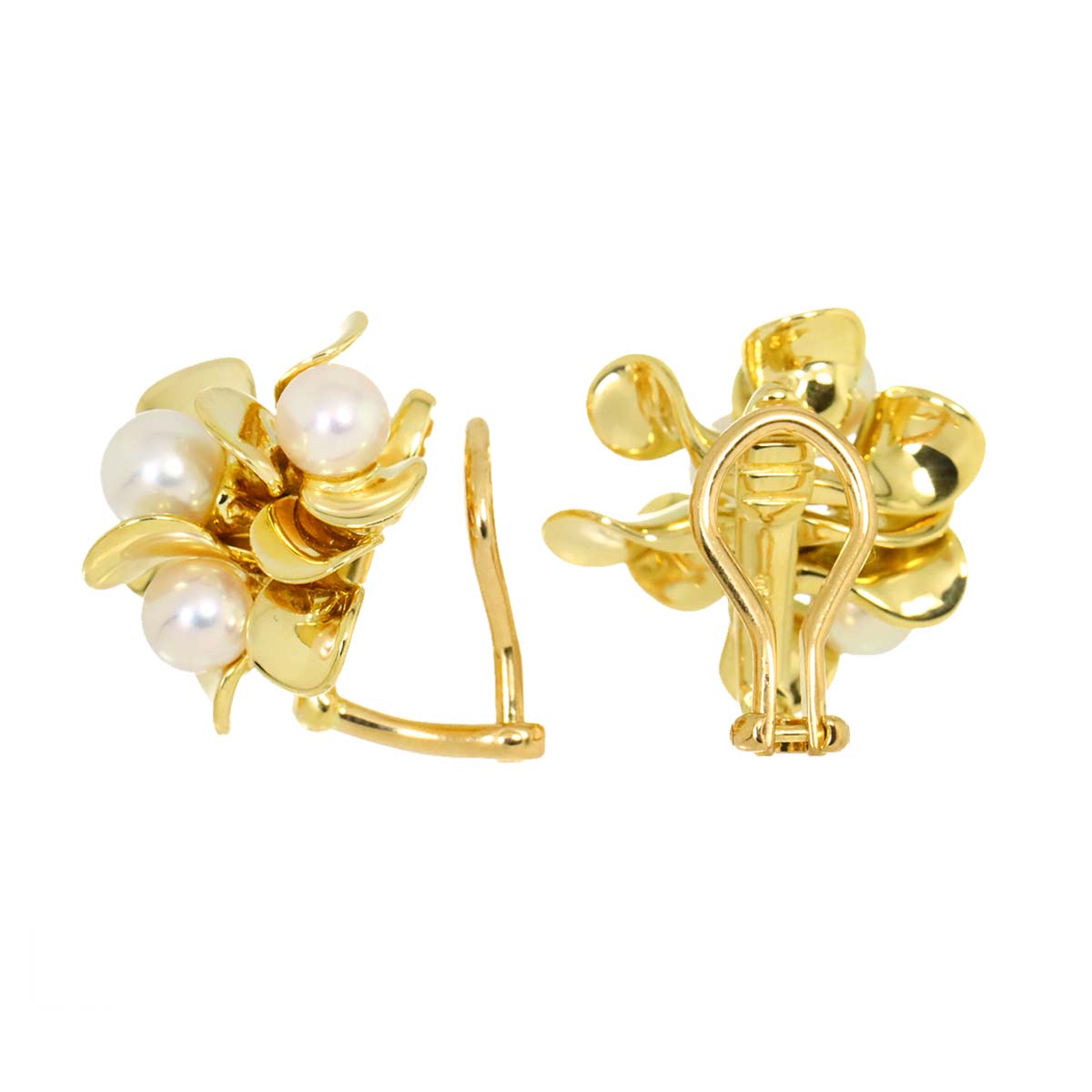 Akoya Pearl 5.1-4.6mm Earrings Clip on 18K Yellow Gold 750