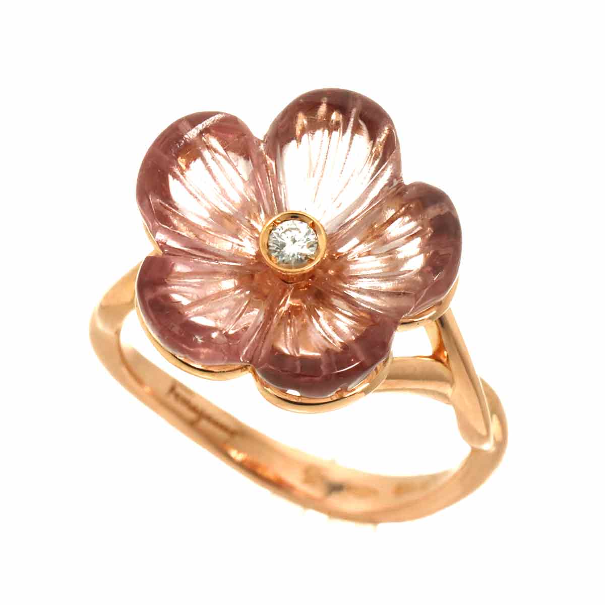 Diamond Ring 18K PG 750 Size6(US)