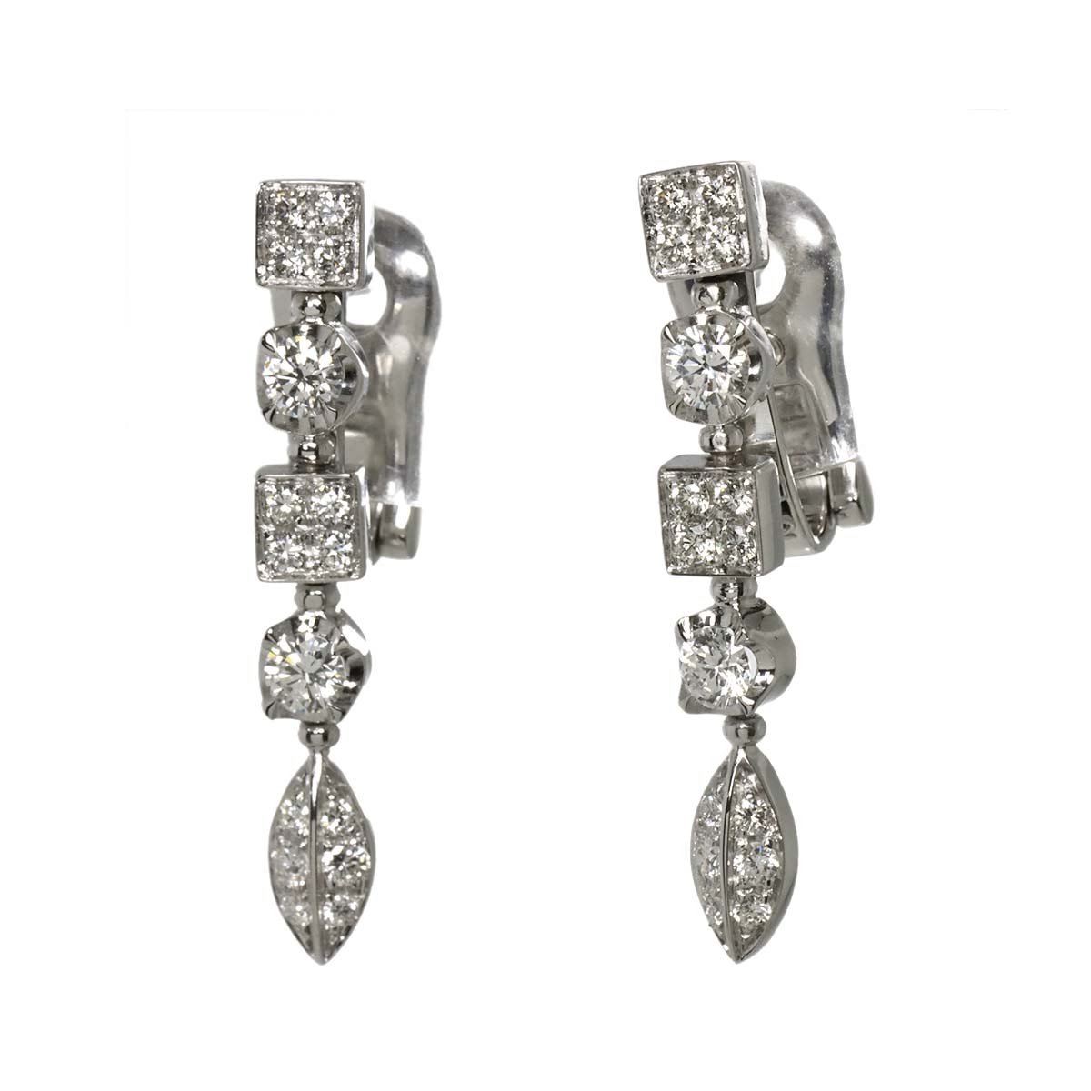 Diamond Earrings Pierced 18K White Gold 750