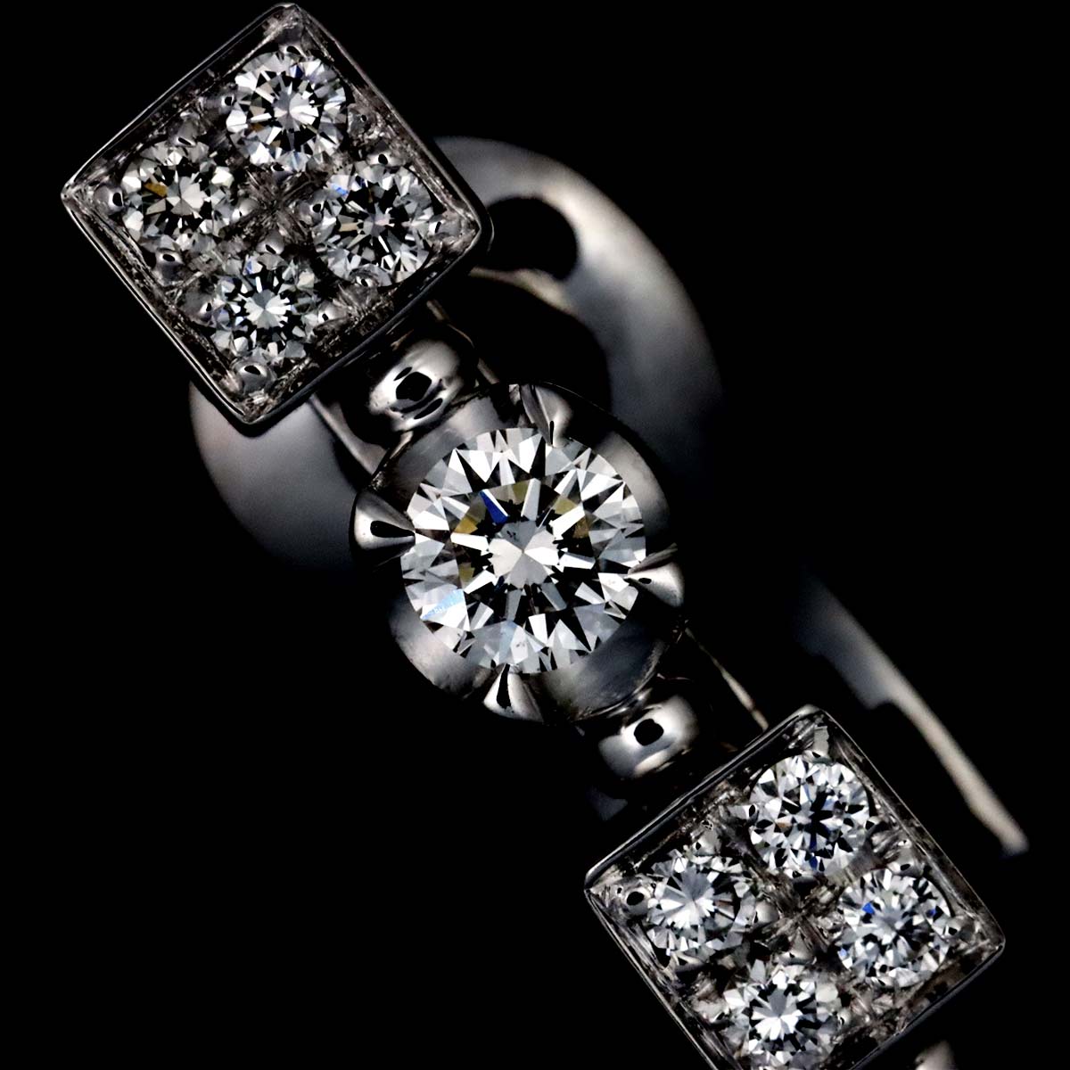 Diamond Earrings Pierced 18K White Gold 750