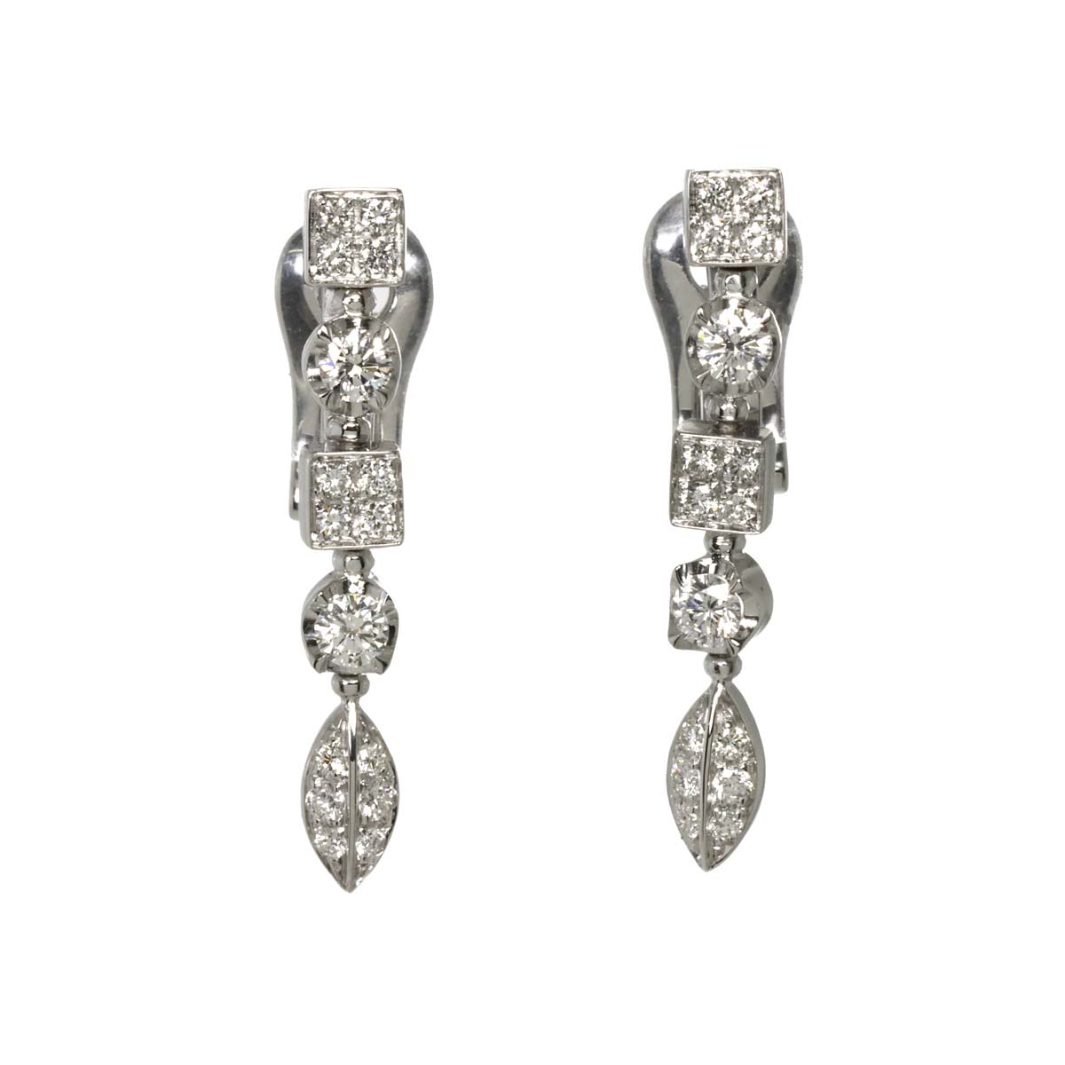 Diamond Earrings Pierced 18K White Gold 750