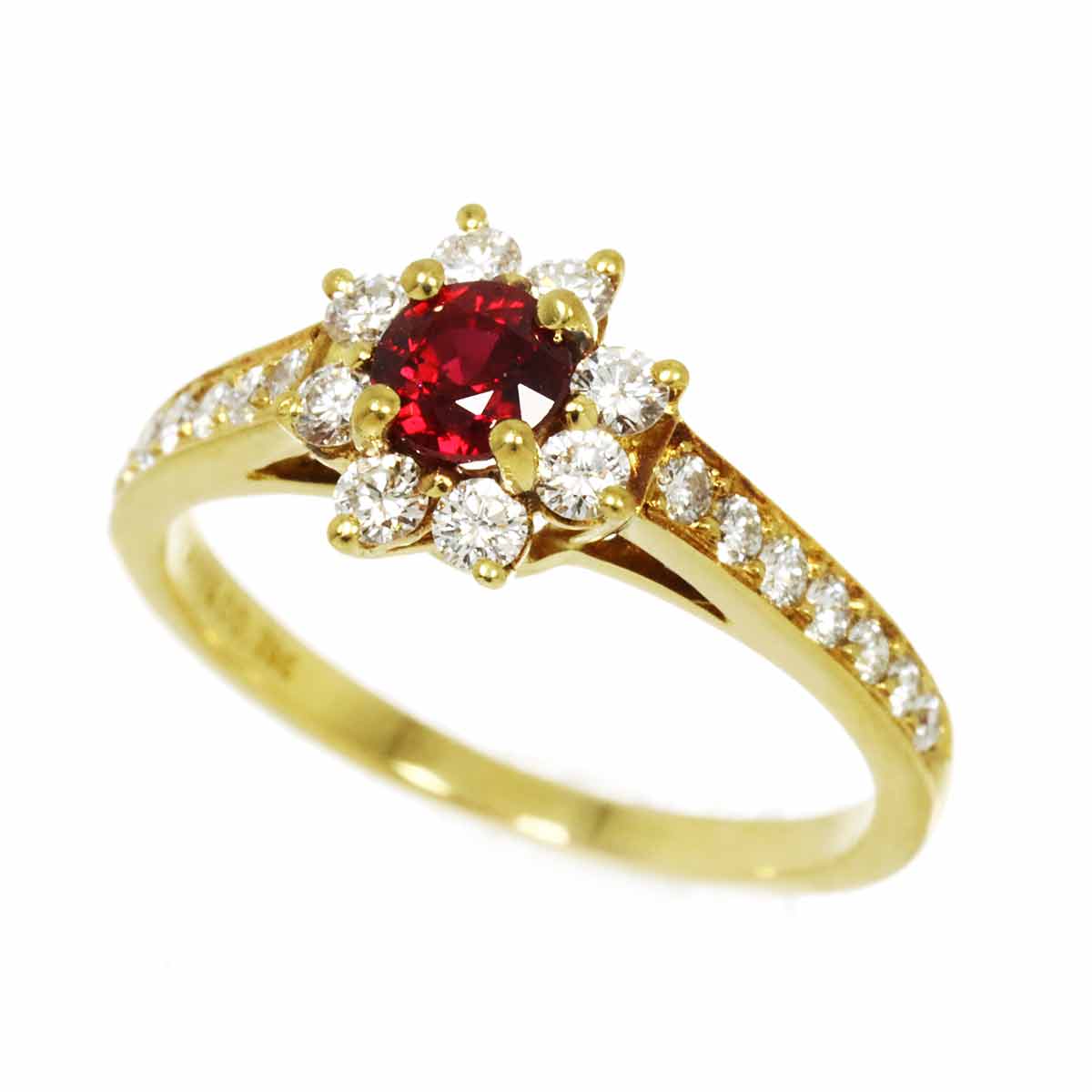 Ruby Diamond Ring 18K YG 750 size5.25-5.5(US)