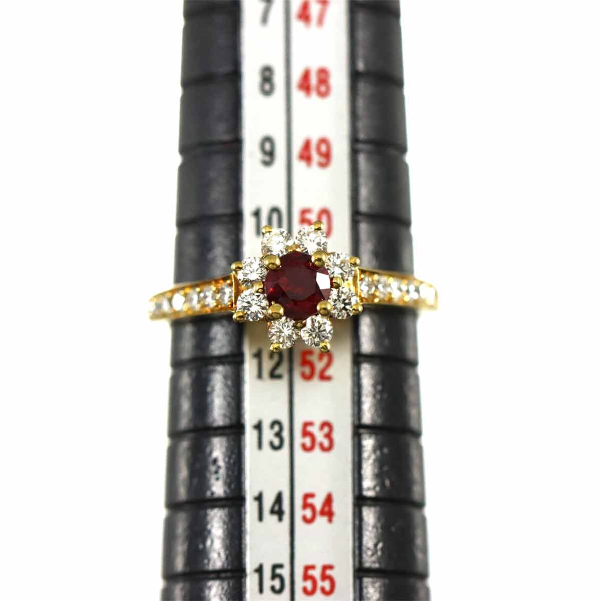 Ruby Diamond Ring 18K YG 750 size5.25-5.5(US)
