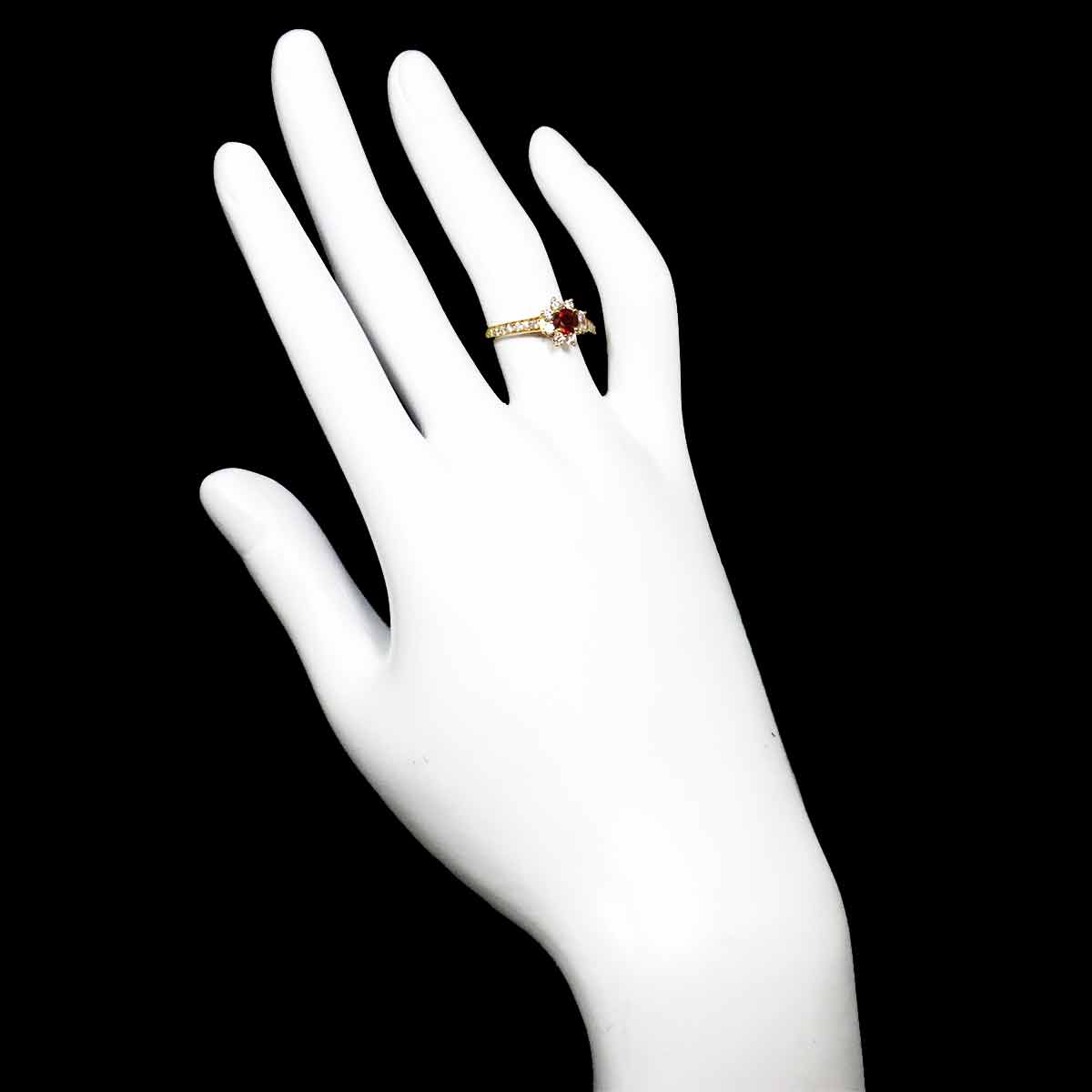 Ruby Diamond Ring 18K YG 750 size5.25-5.5(US)