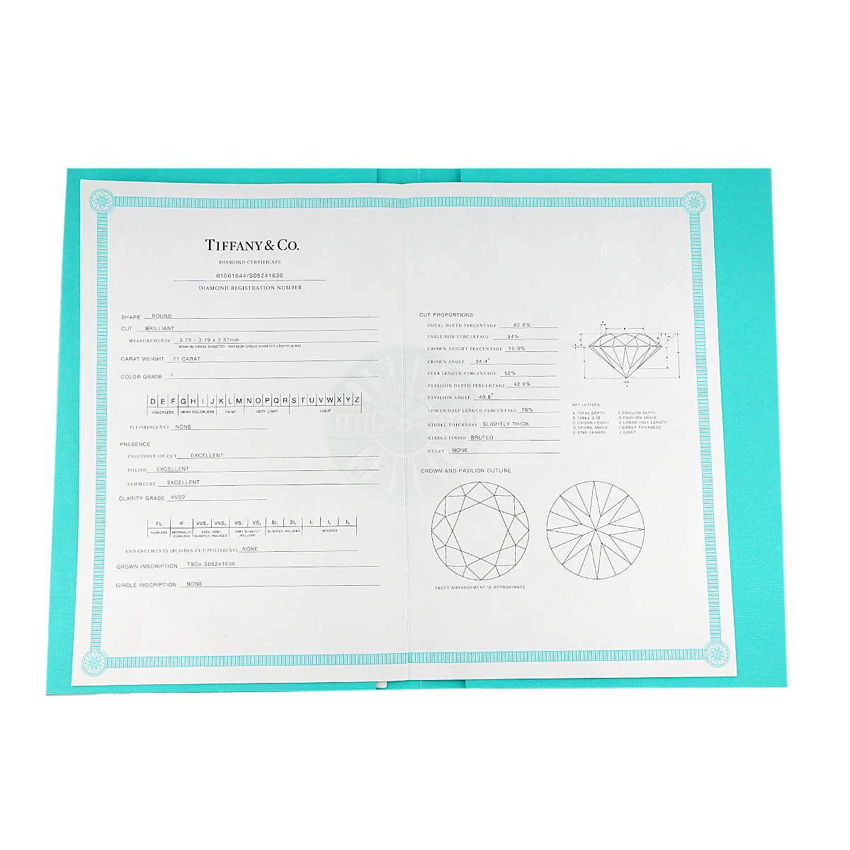 Diamond 0.21ct F/VVS2/3EX Necklace Platinum