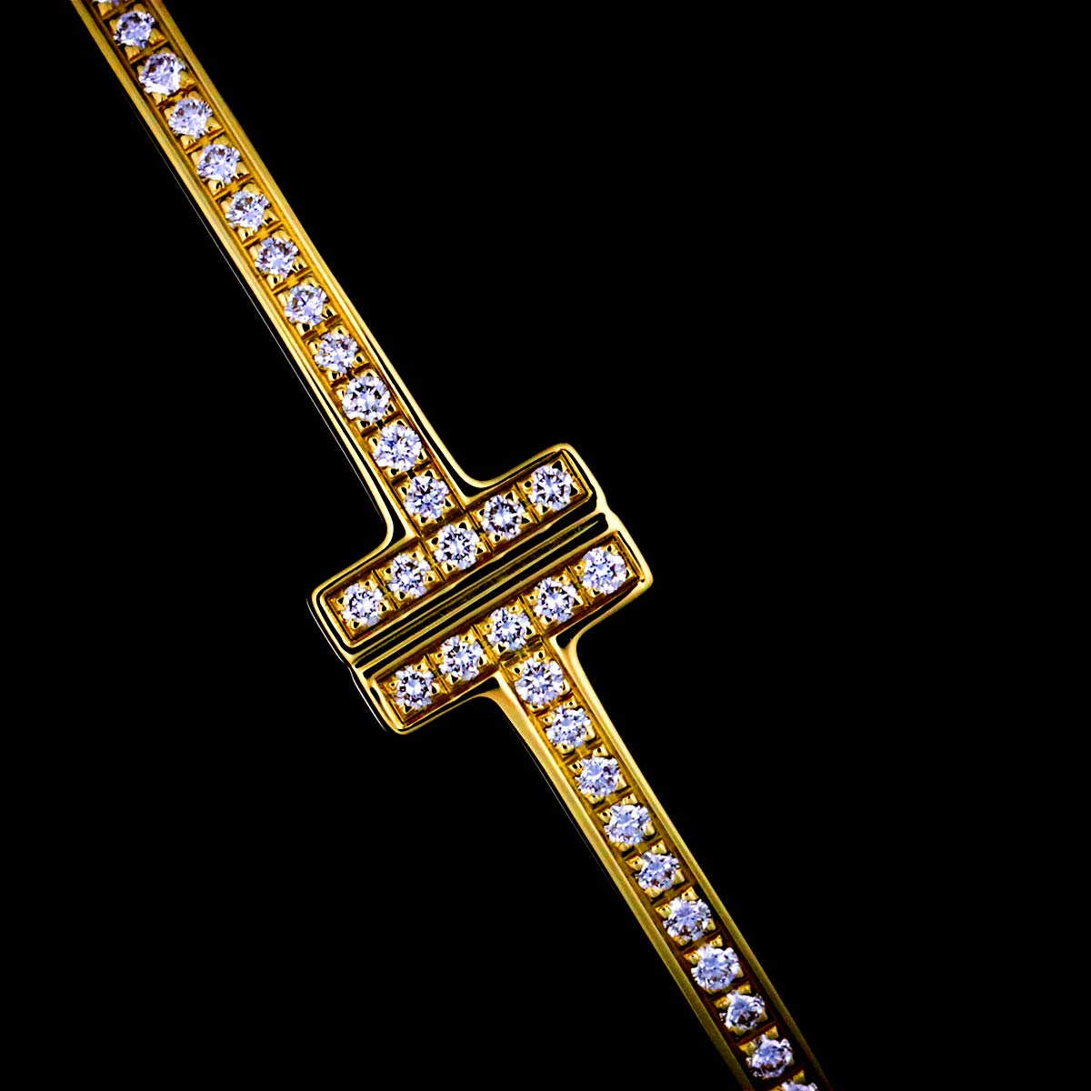 T Wire Diamond Bracelet 18K Yellow Gold 750