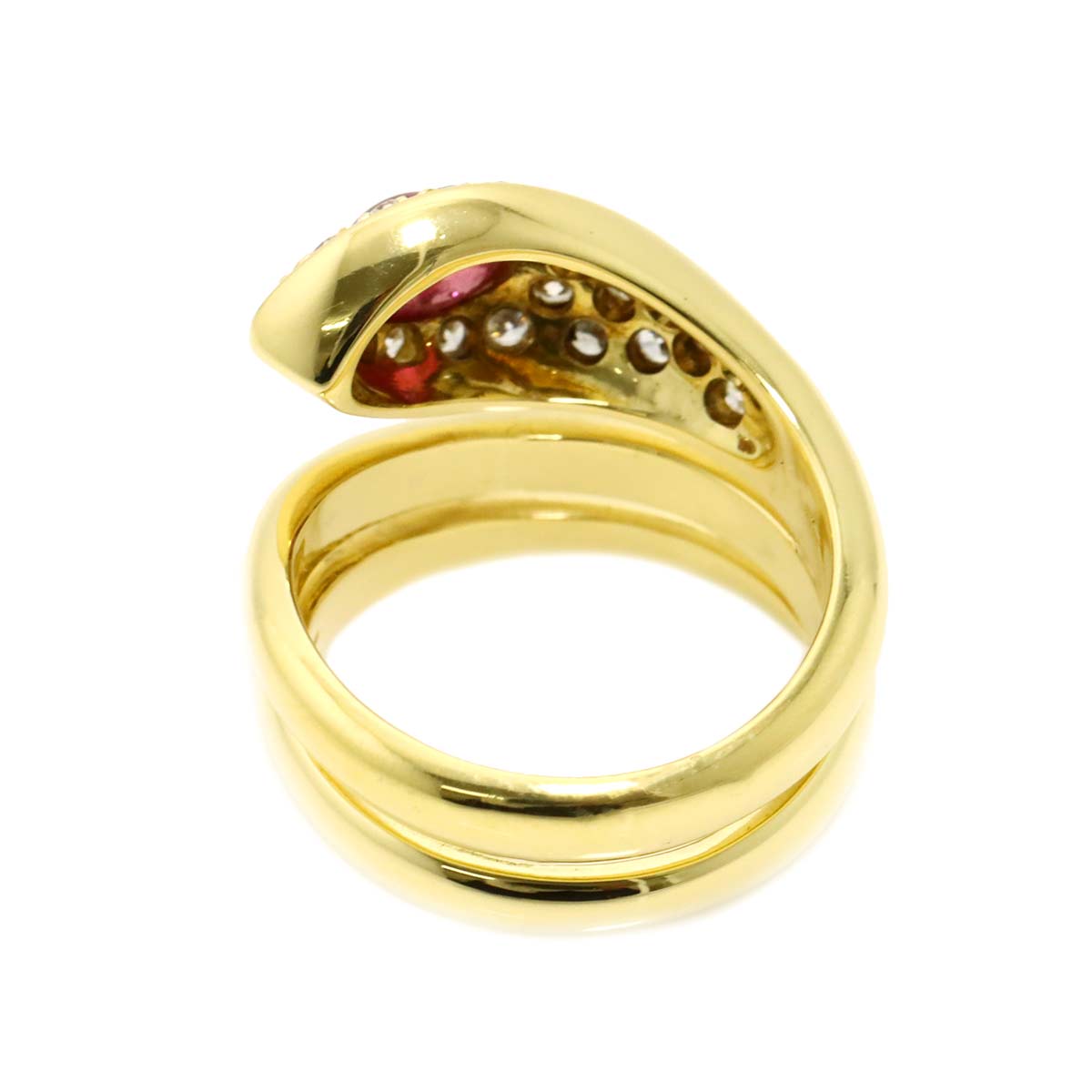 Ruby Diamond Ring 18K Yellow Gold 750 6-6.25(US)