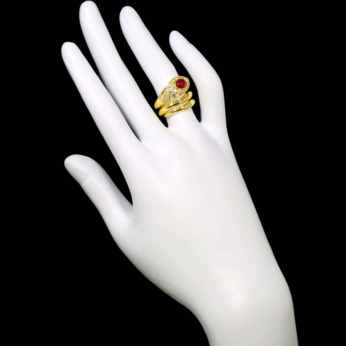 Ruby Diamond Ring 18K Yellow Gold 750 6-6.25(US)