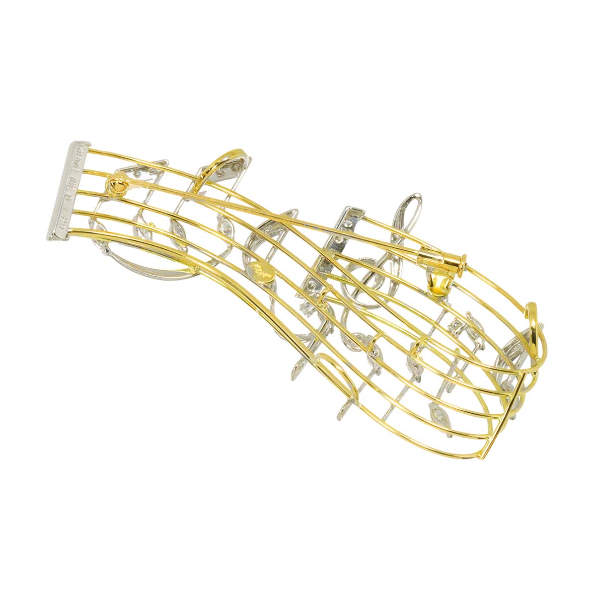 Diamond 1.29ct Brooch 18K WG YG White Yellow Gold 750