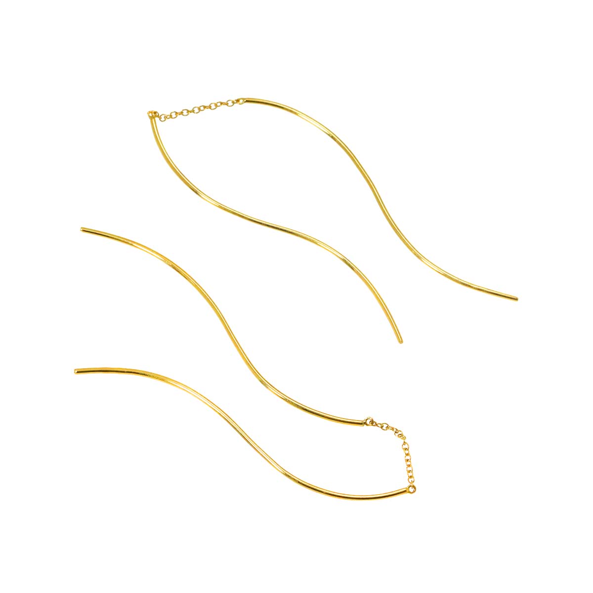 Hook chain Earrings Pierced 18K Yellow Gold 750
