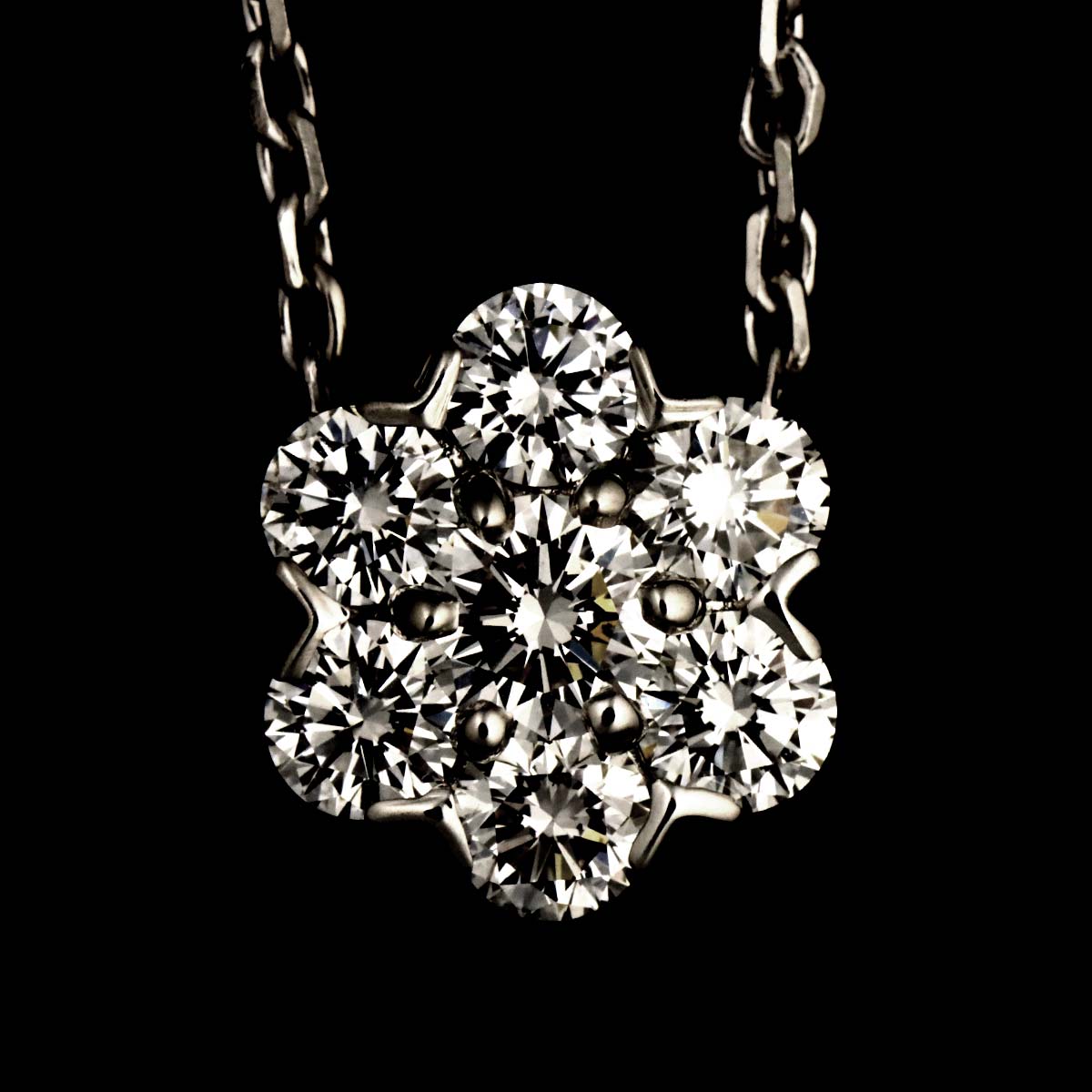 Fleurette Diamond SM Necklace 18K WG 750