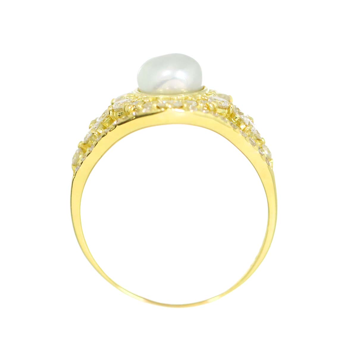 South Sea pearl Diamond 1.34ct Ring 18K K18 YG 750 8.75(US)