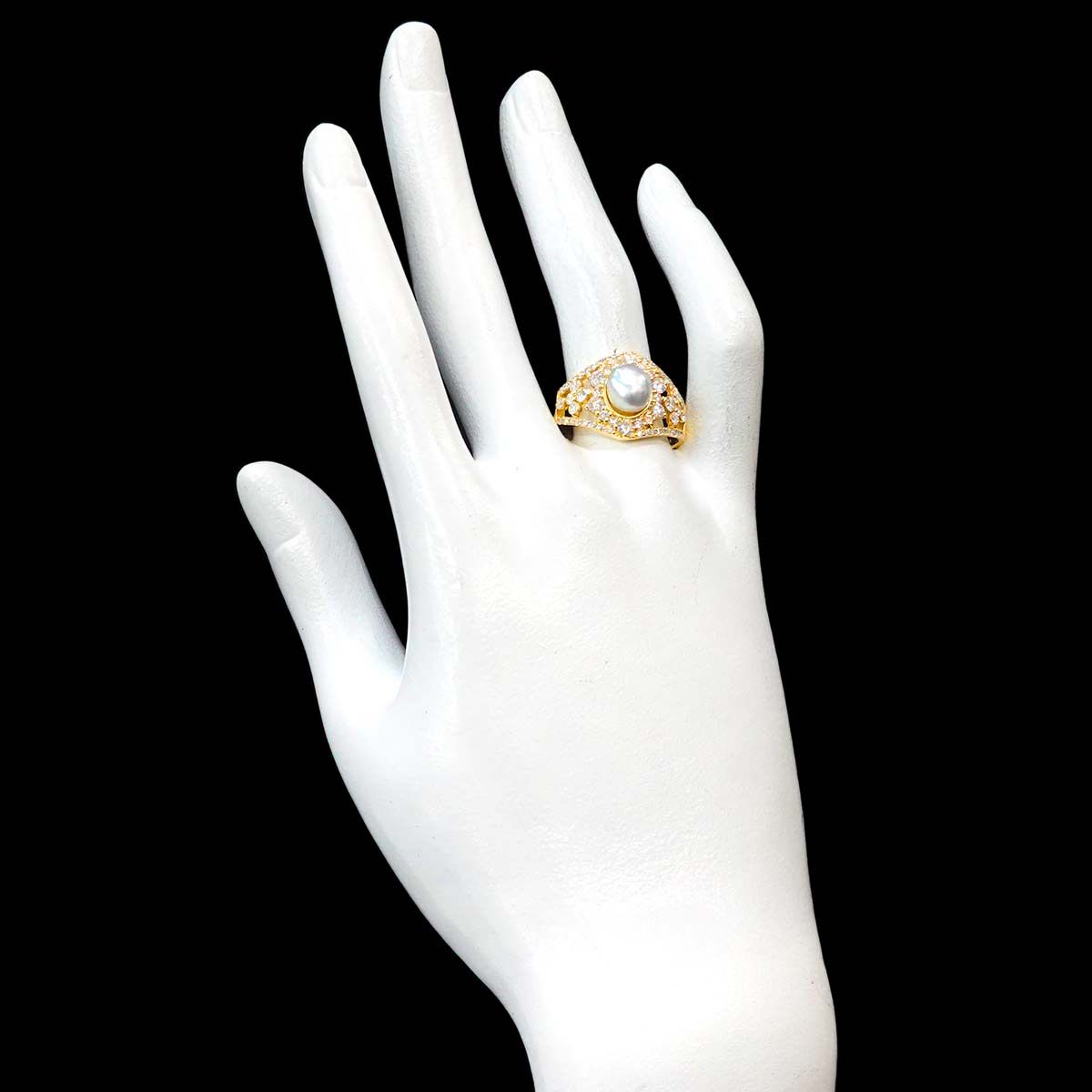 South Sea pearl Diamond 1.34ct Ring 18K K18 YG 750 8.75(US)
