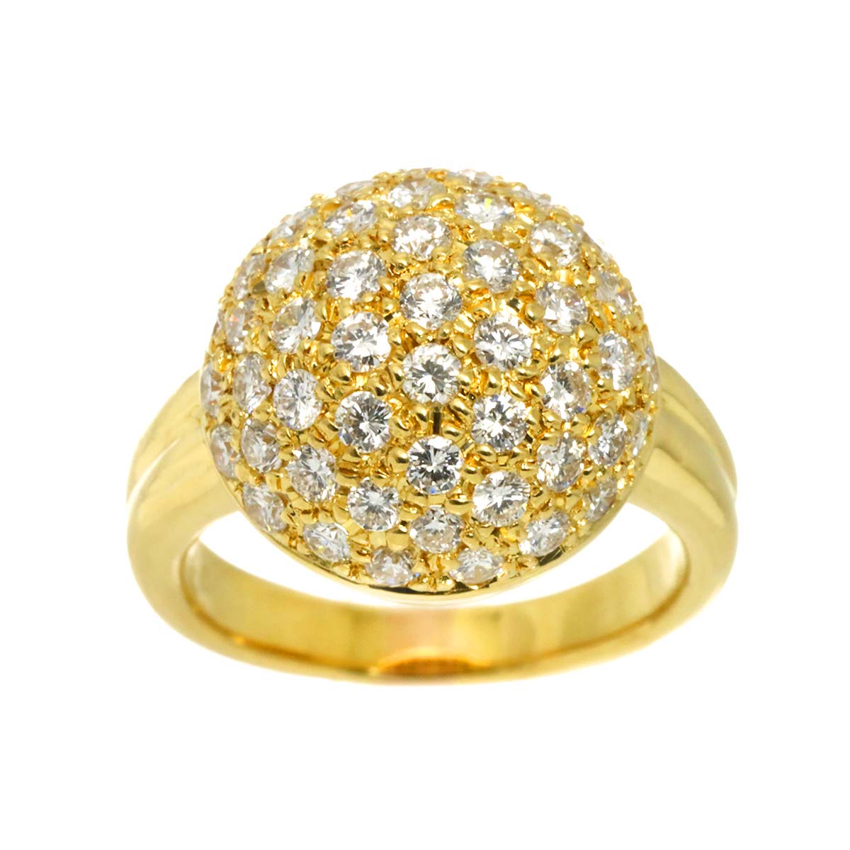 Diamond 1.46ct Ring 18K K18 YG Yellow Gold 750 size5.25-5.5(US)