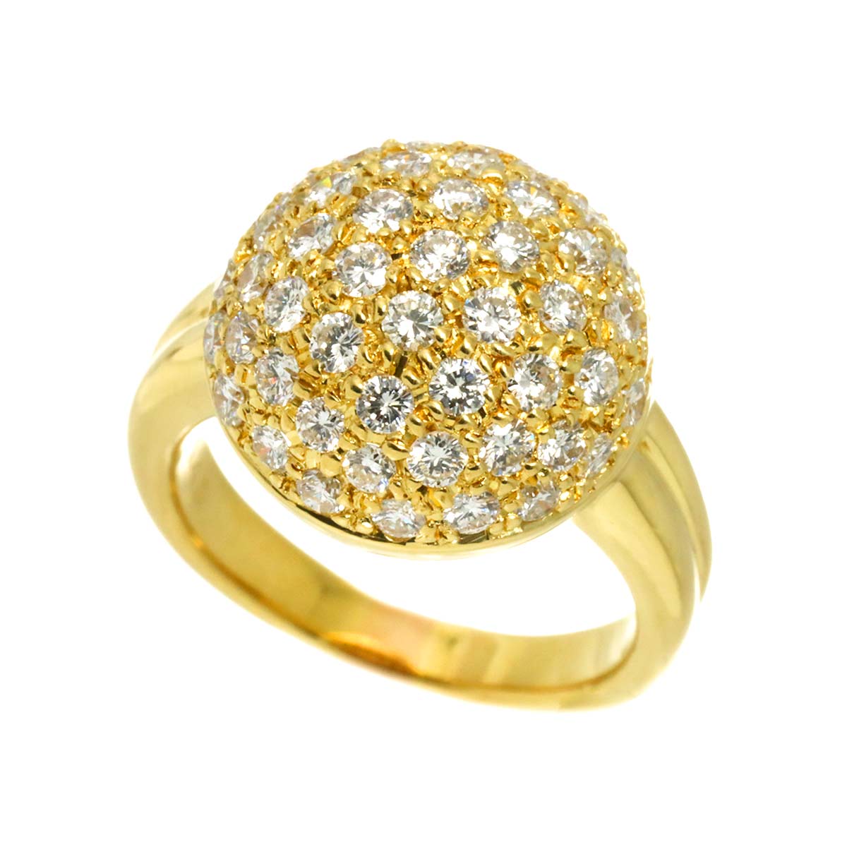 Diamond 1.46ct Ring 18K K18 YG Yellow Gold 750 size5.25-5.5(US)