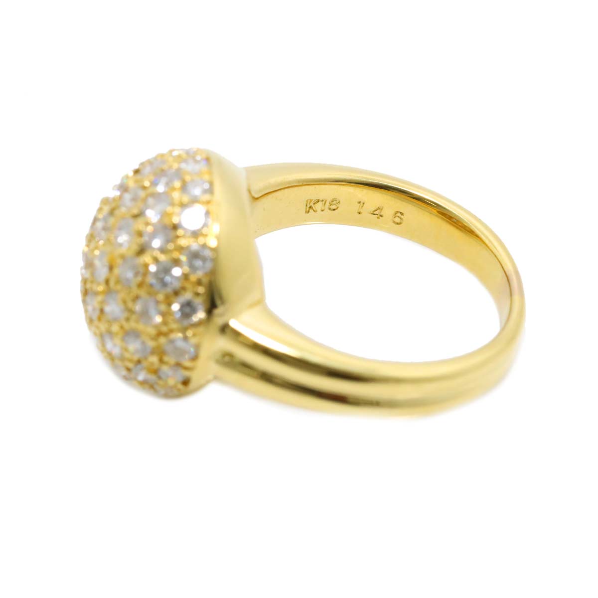 Diamond 1.46ct Ring 18K K18 YG Yellow Gold 750 size5.25-5.5(US)