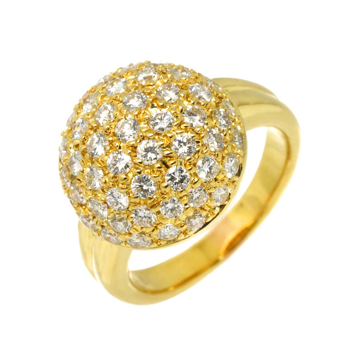 Diamond 1.46ct Ring 18K K18 YG Yellow Gold 750 size5.25-5.5(US)