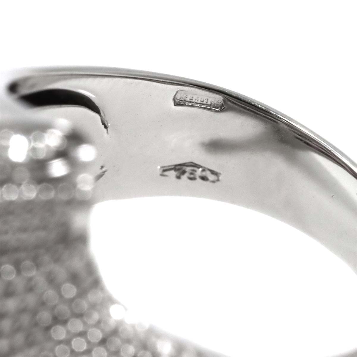 Sapphire Diamond Ring 18K K18 WG White Gold size6(US)