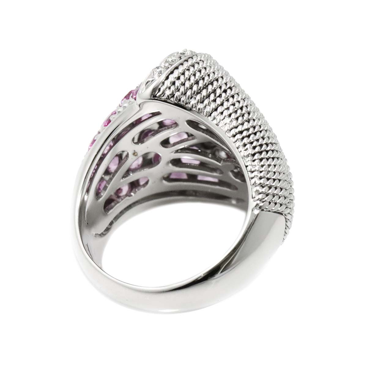 Sapphire Diamond Ring 18K K18 WG White Gold size6(US)