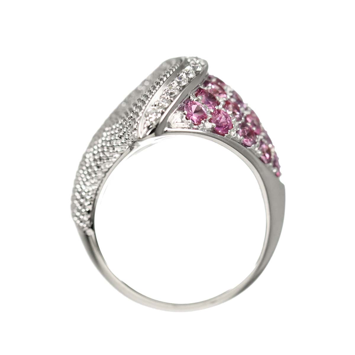 Sapphire Diamond Ring 18K K18 WG White Gold size6(US)