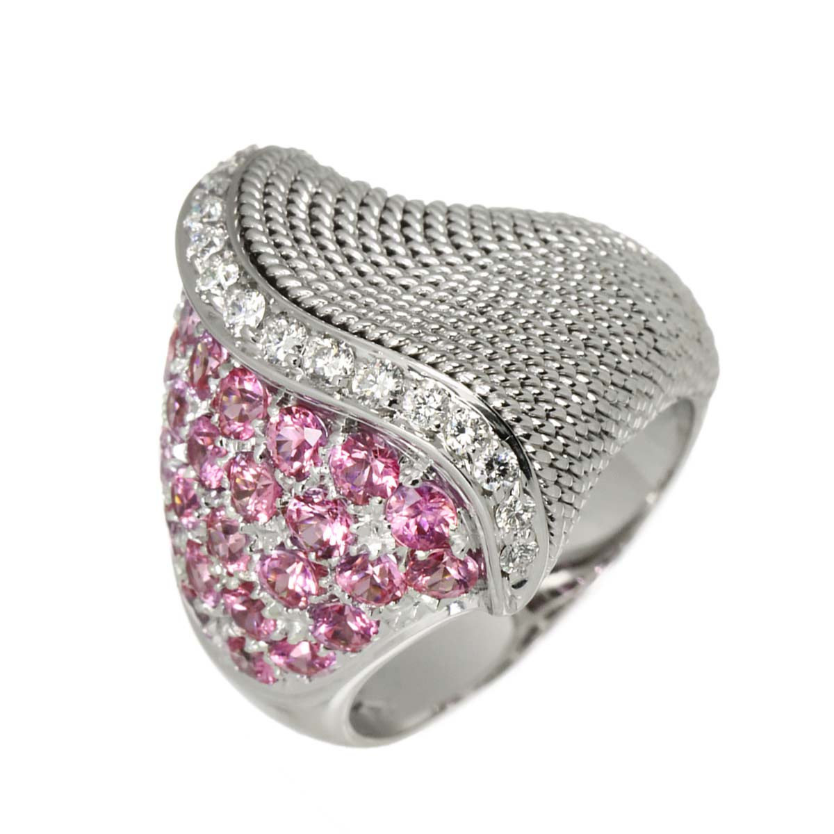 Sapphire Diamond Ring 18K K18 WG White Gold size6(US)