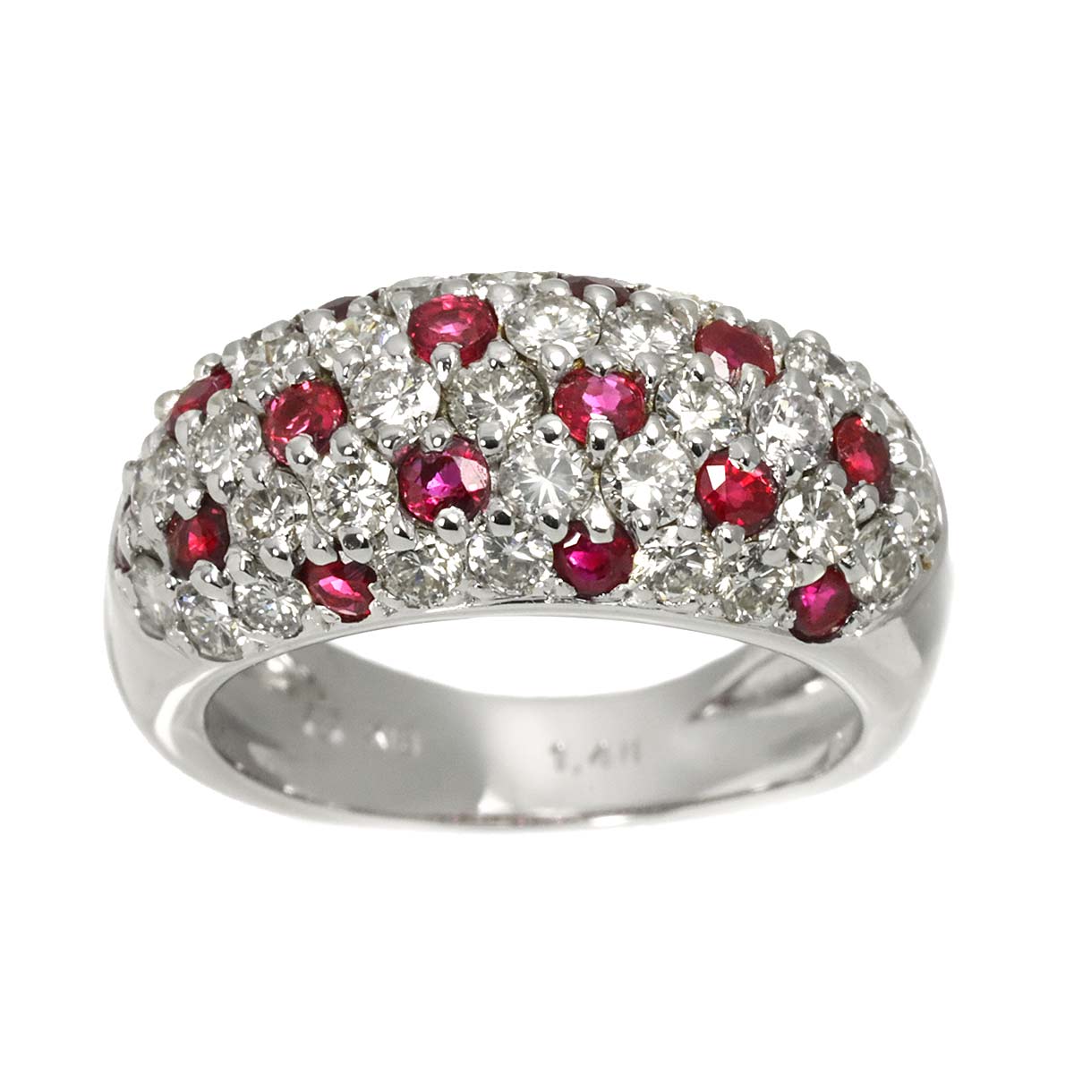 Ruby Diamond 1.48ct Ring 18K WG size5.5-5.75(US)