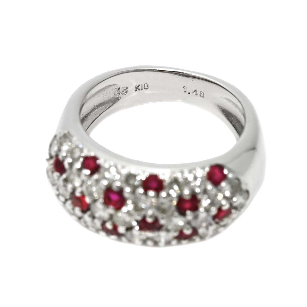Ruby Diamond 1.48ct Ring 18K WG size5.5-5.75(US)