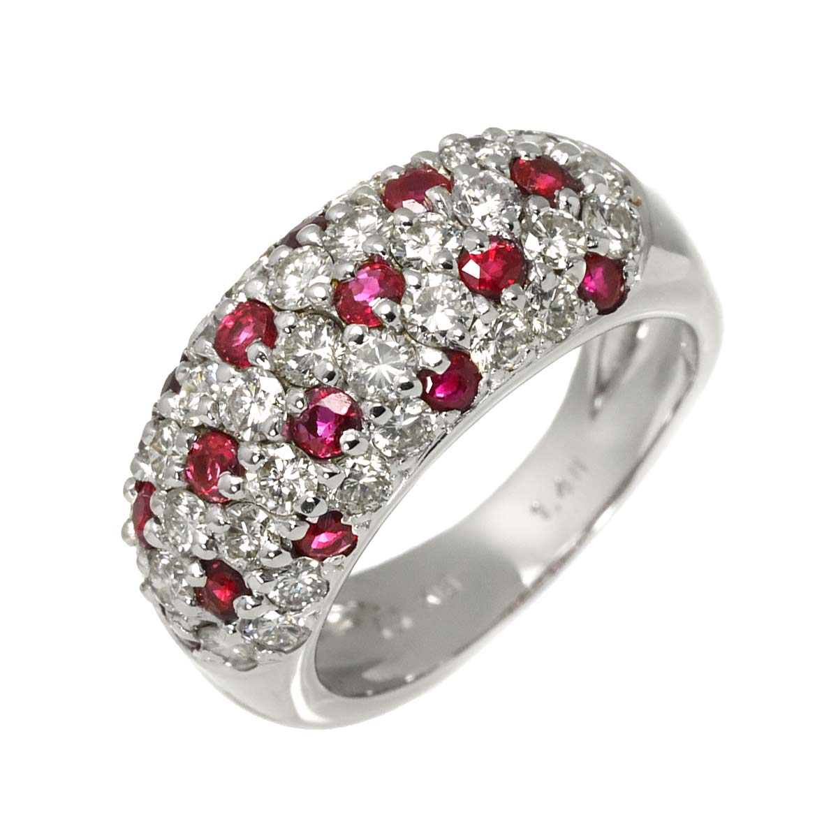 Ruby Diamond 1.48ct Ring 18K WG size5.5-5.75(US)