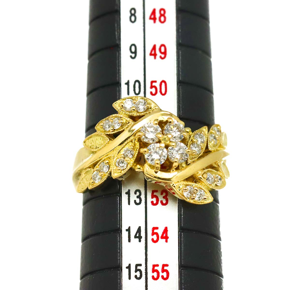 Diamond 0.50ct Ring 18K K18 YG Yellow Gold 750 size6(US)