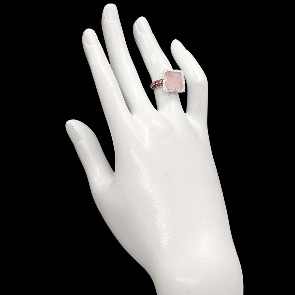 Quartz 5.88ct Sapphire 0.77ct Diamond 0.16ct Ring 750 WG size5.25(US)