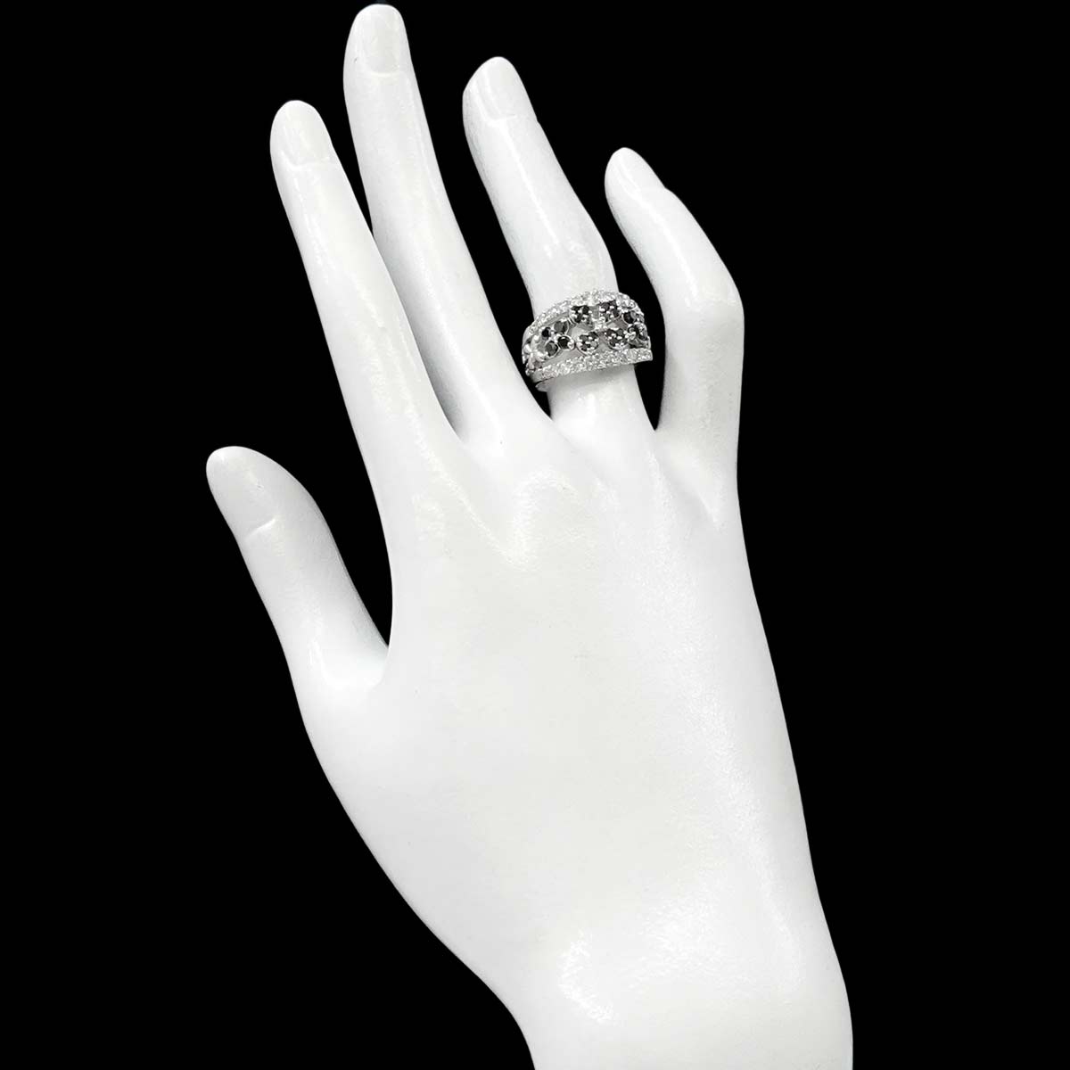 Black Diamond 0.51 Diamond 0.79 Ring K18 WG White Gold size5.75-6(US)