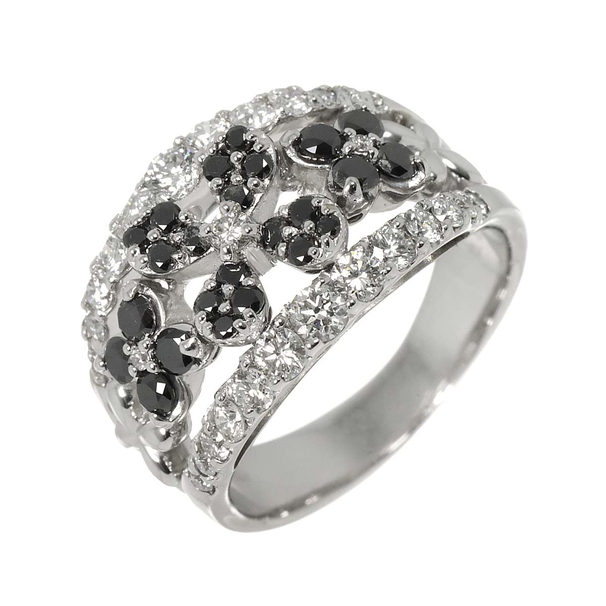 Black Diamond 0.51 Diamond 0.79 Ring K18 WG White Gold size5.75-6(US)