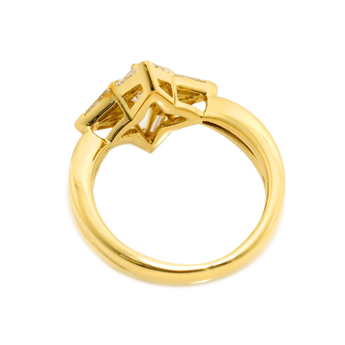 Diamond 0.30ct/0.21ct Ring 18K K18 YG Yellow Gold 750 size4-4.5(US)