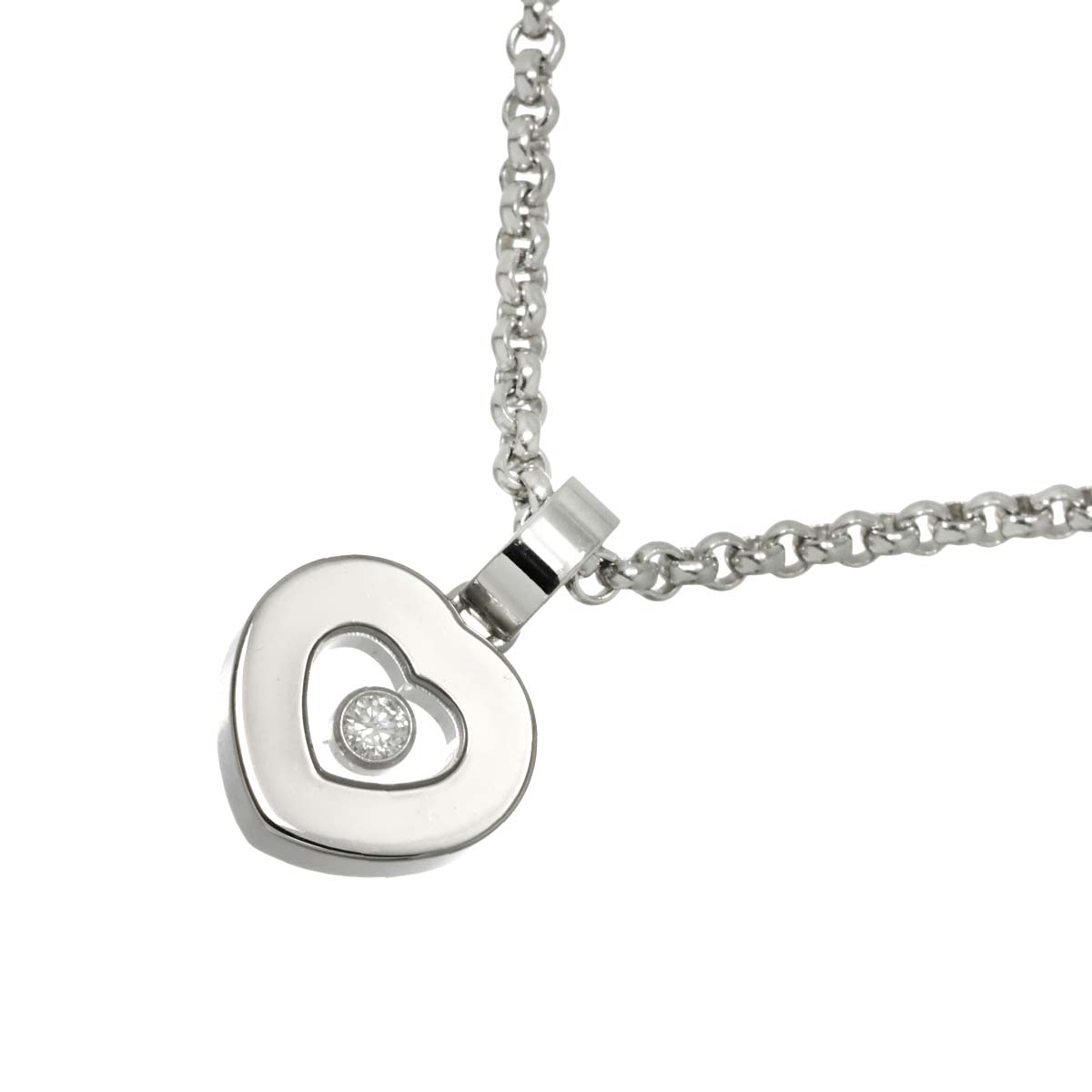 Happy Diamond Heart Necklace 18K White Gold 750
