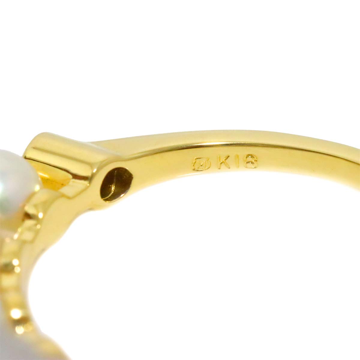 Akoya Pearl 4.9-4.1mm Diamond Ring 18K YG 750 size6-6.25(US)