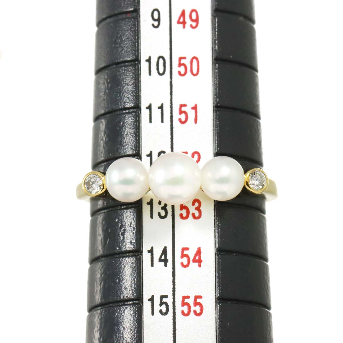 Akoya Pearl 4.9-4.1mm Diamond Ring 18K YG 750 size6-6.25(US)