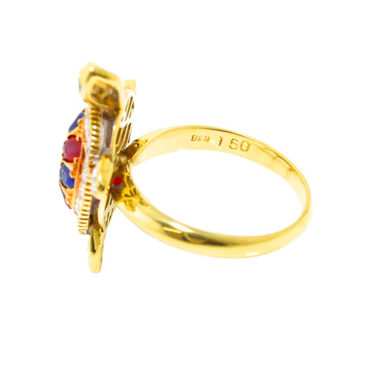 Multi Stone 1.50ct Diamond 0.24ct Ring 18K YG 750 Size6(US)