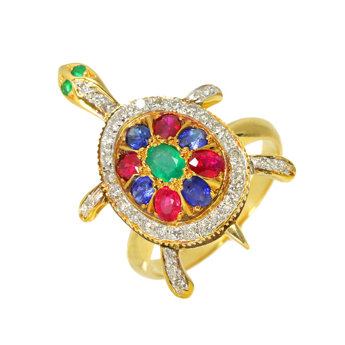 Multi Stone 1.50ct Diamond 0.24ct Ring 18K YG 750 Size6(US)