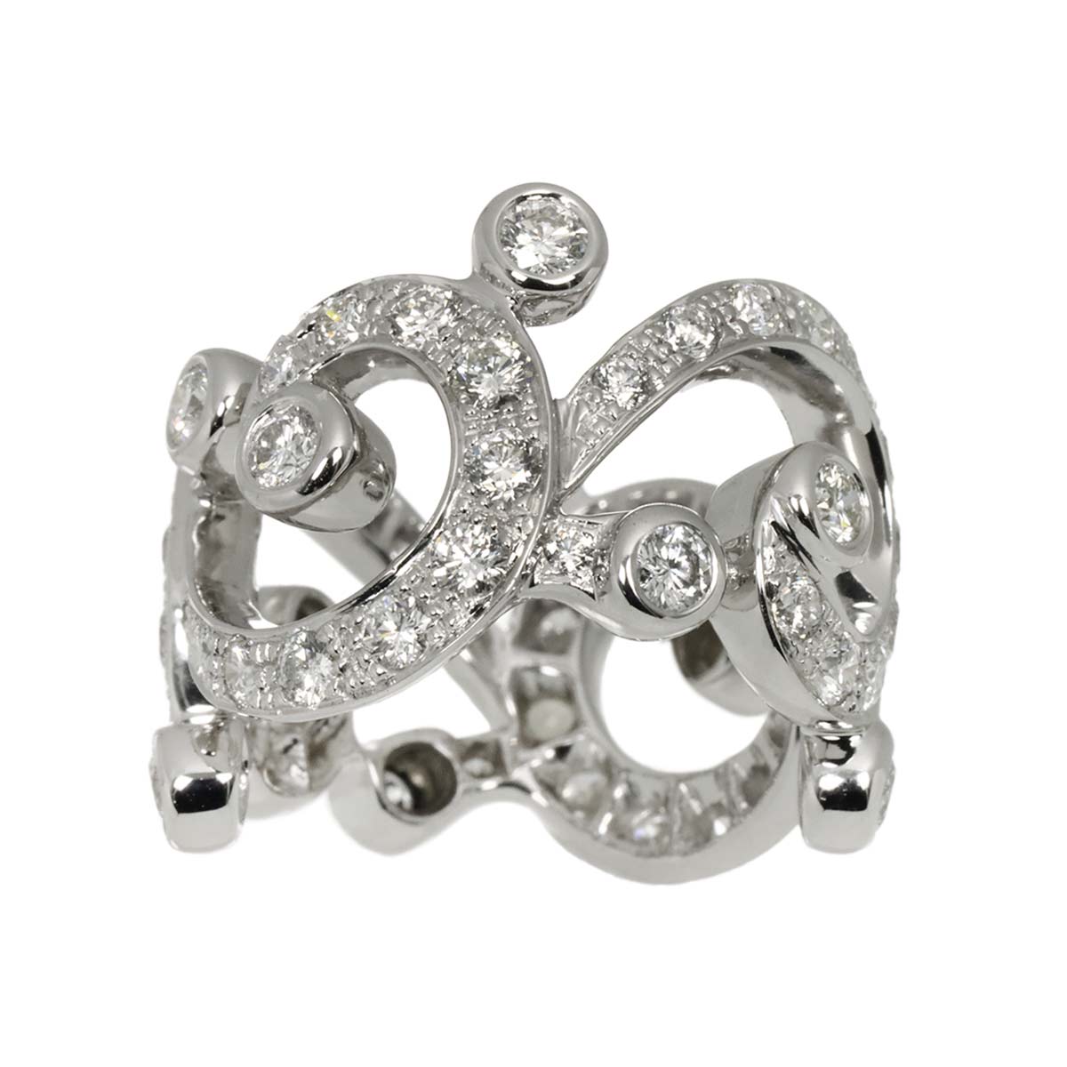 Diamond 2.60ct Ring 18K K18 WG White Gold size6(US)