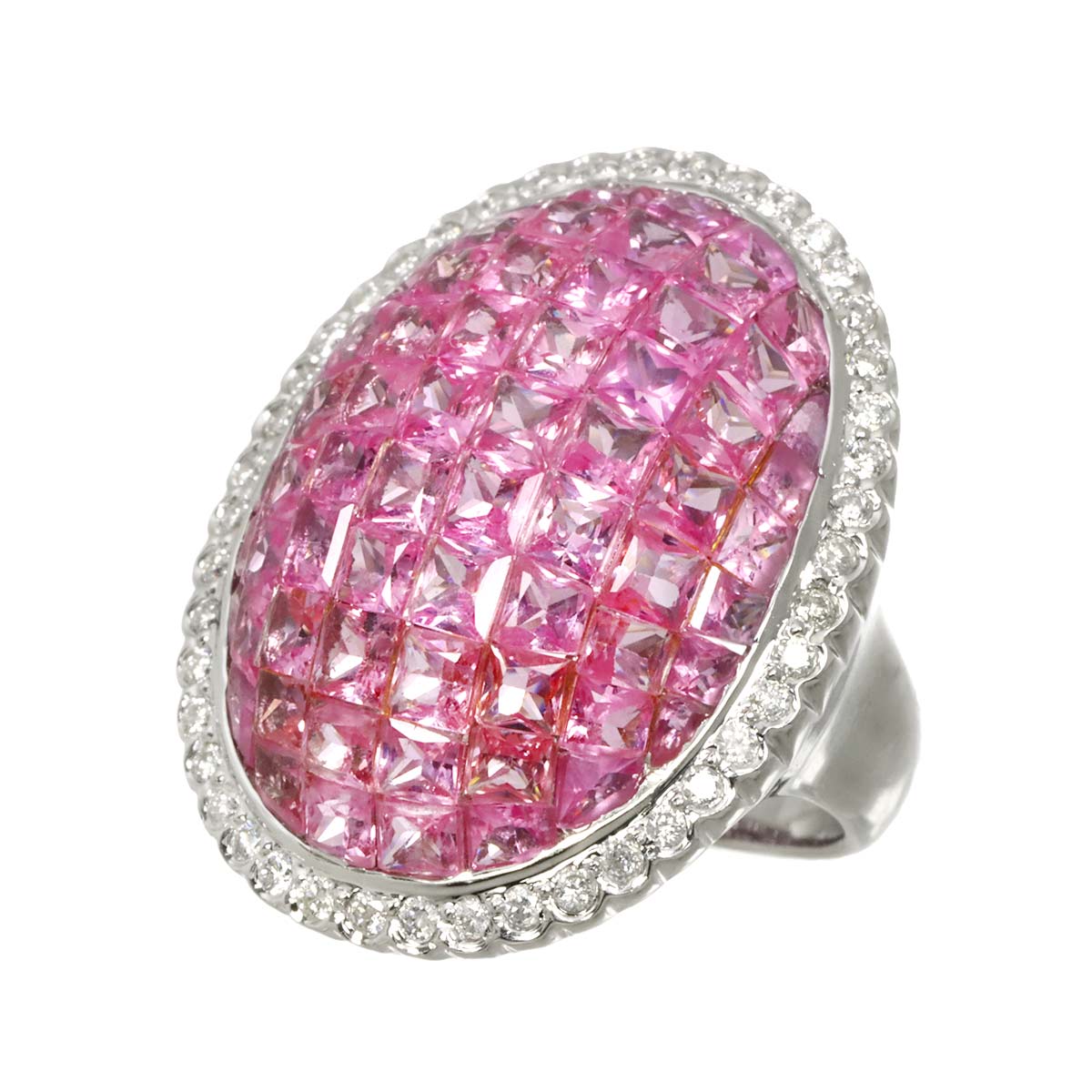 Sapphire 8.25ct Diamond 0.55ct Ring 18K WG 750 size6.25-6.5(US)