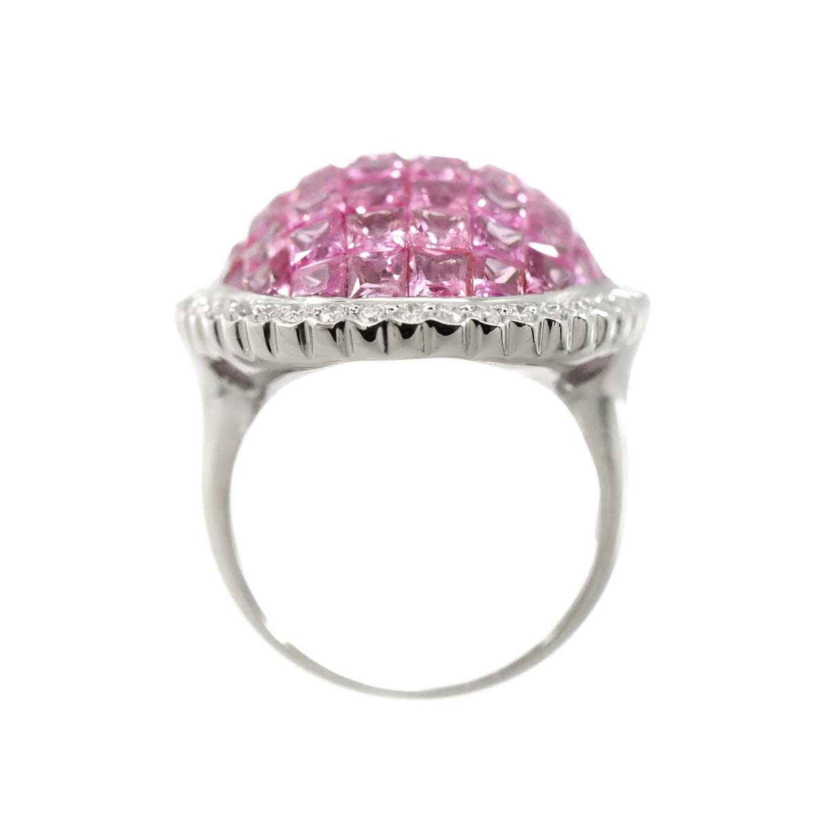 Sapphire 8.25ct Diamond 0.55ct Ring 18K WG 750 size6.25-6.5(US)