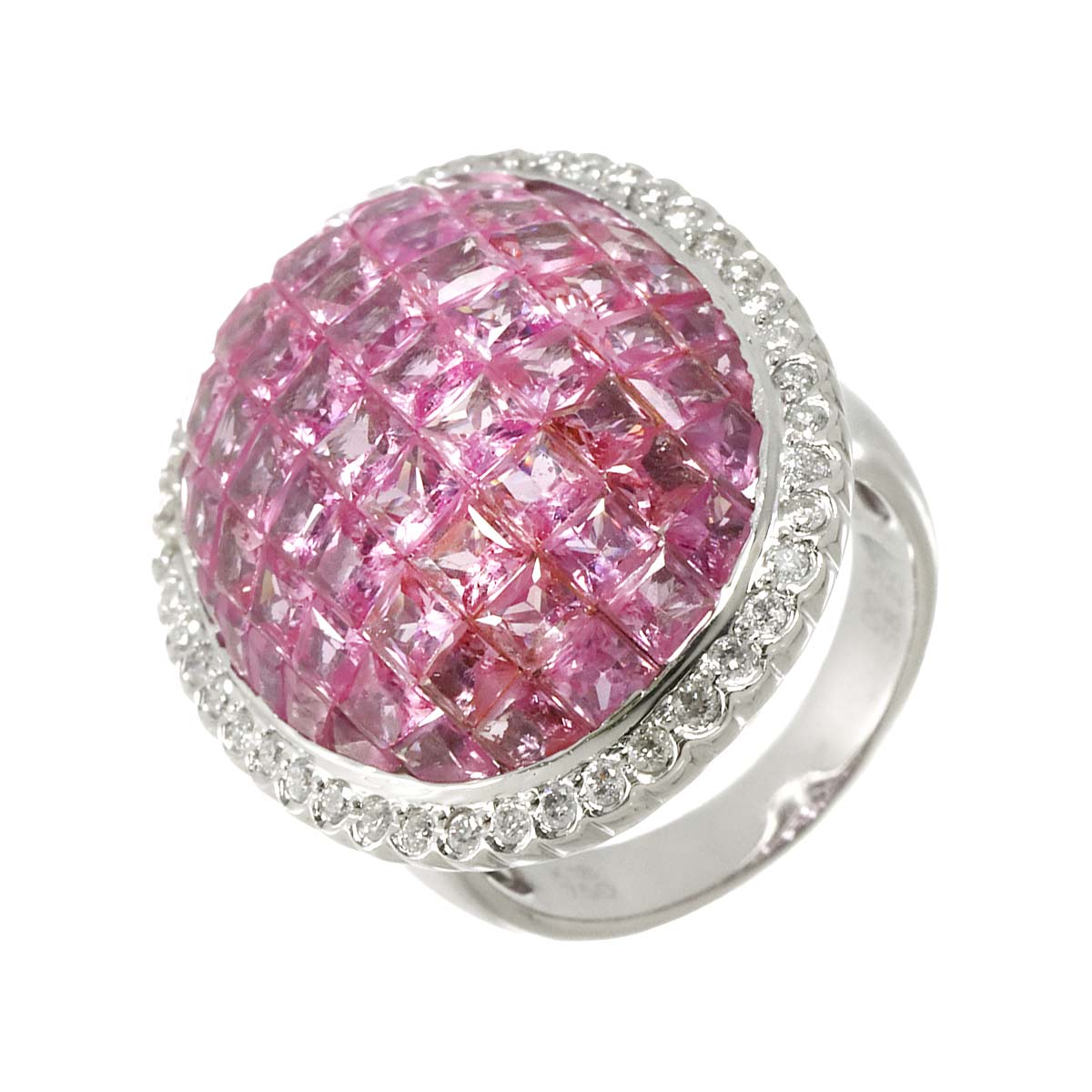 Sapphire 8.25ct Diamond 0.55ct Ring 18K WG 750 size6.25-6.5(US)