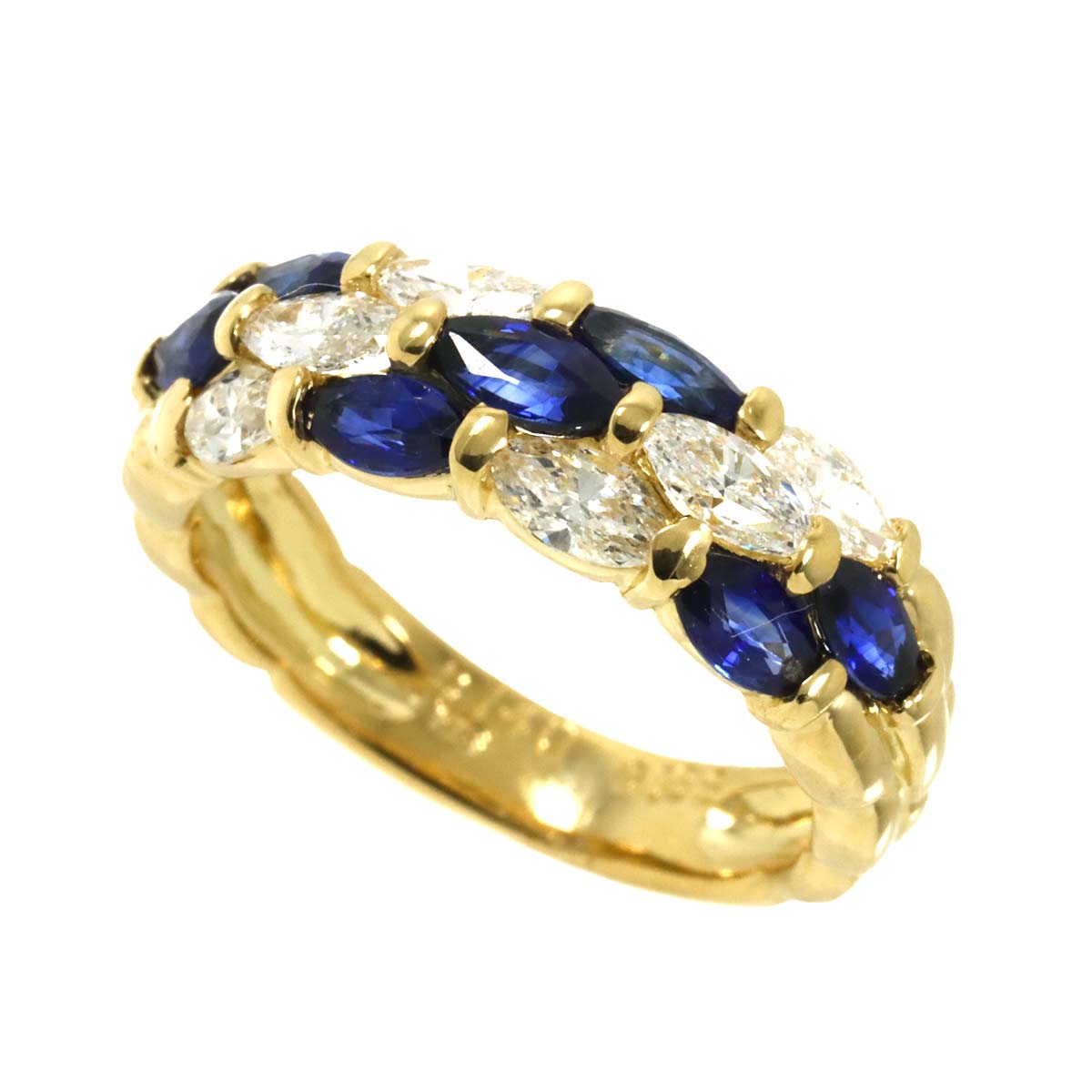 Sapphire 1.40ct Diamond 0.88ct Ring 18K YG Yellow Gold size6-6.25(US)