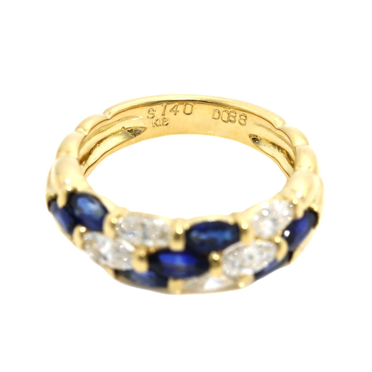Sapphire 1.40ct Diamond 0.88ct Ring 18K YG Yellow Gold size6-6.25(US)