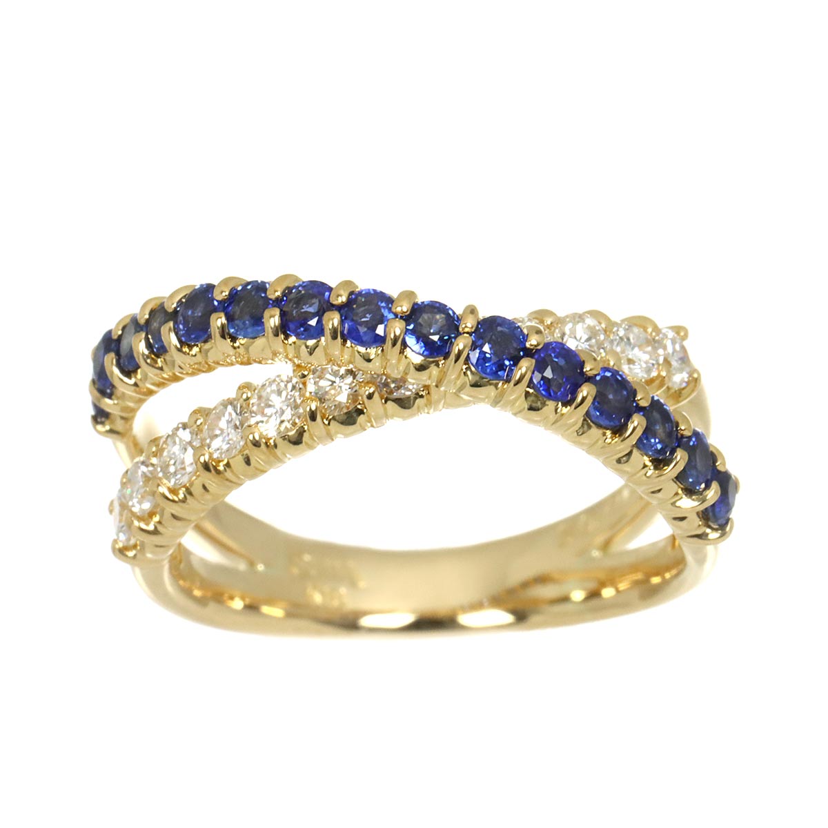 Sapphire 0.77ct Diamond 0.48ct Ring 18K YG 750 Size6(US)