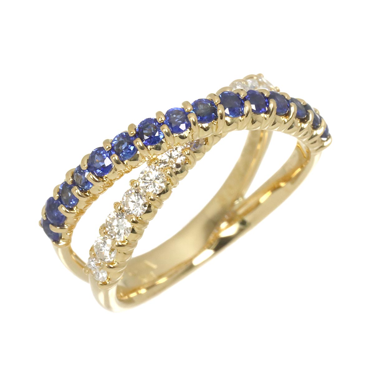Sapphire 0.77ct Diamond 0.48ct Ring 18K YG 750 Size6(US)